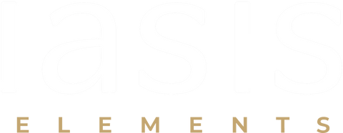 IASIS Elements-Logo in weißer und goldener Schrift.