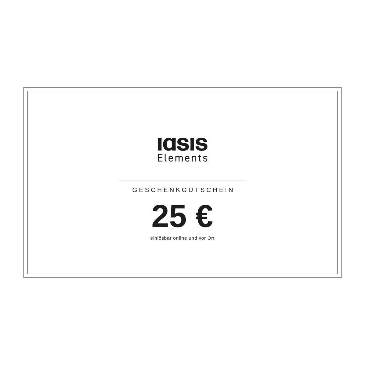 Iasis Elements Geschenkgutschein über 25 Euro